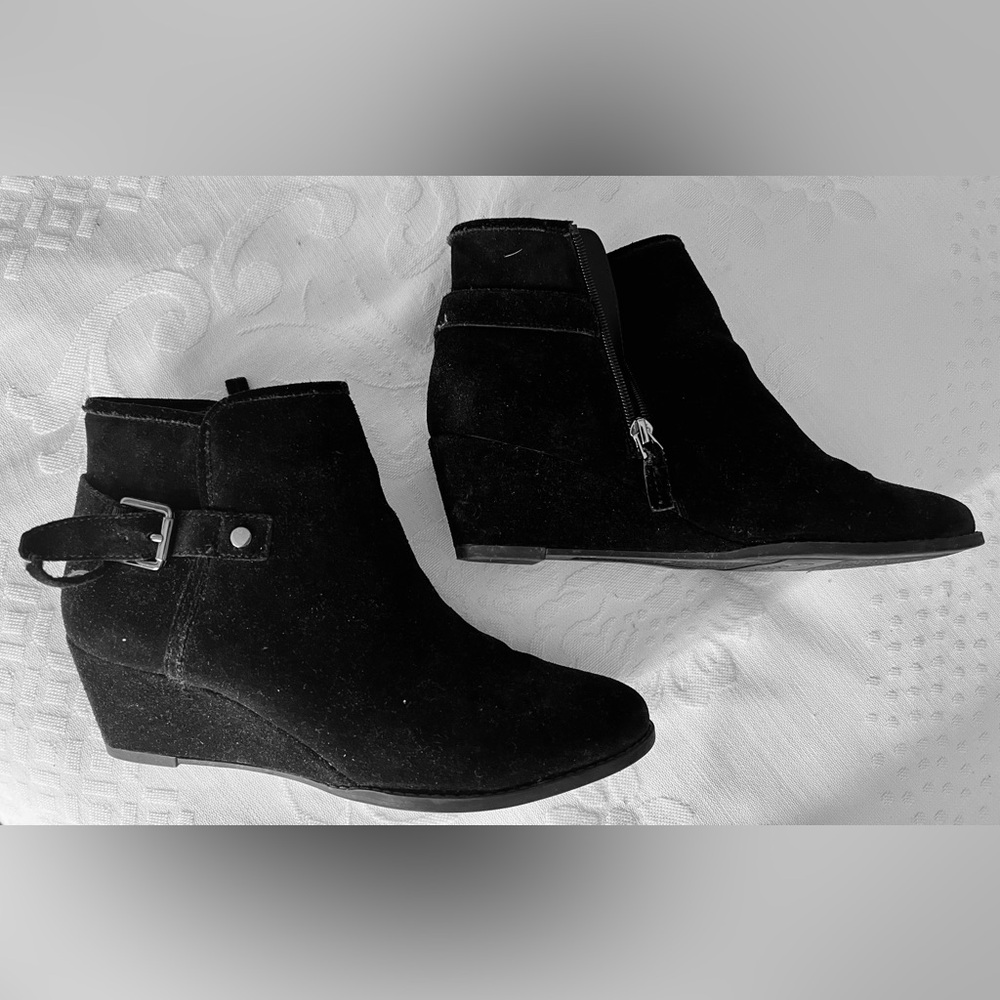 Franco Sarto Black Suede Ankle Booties